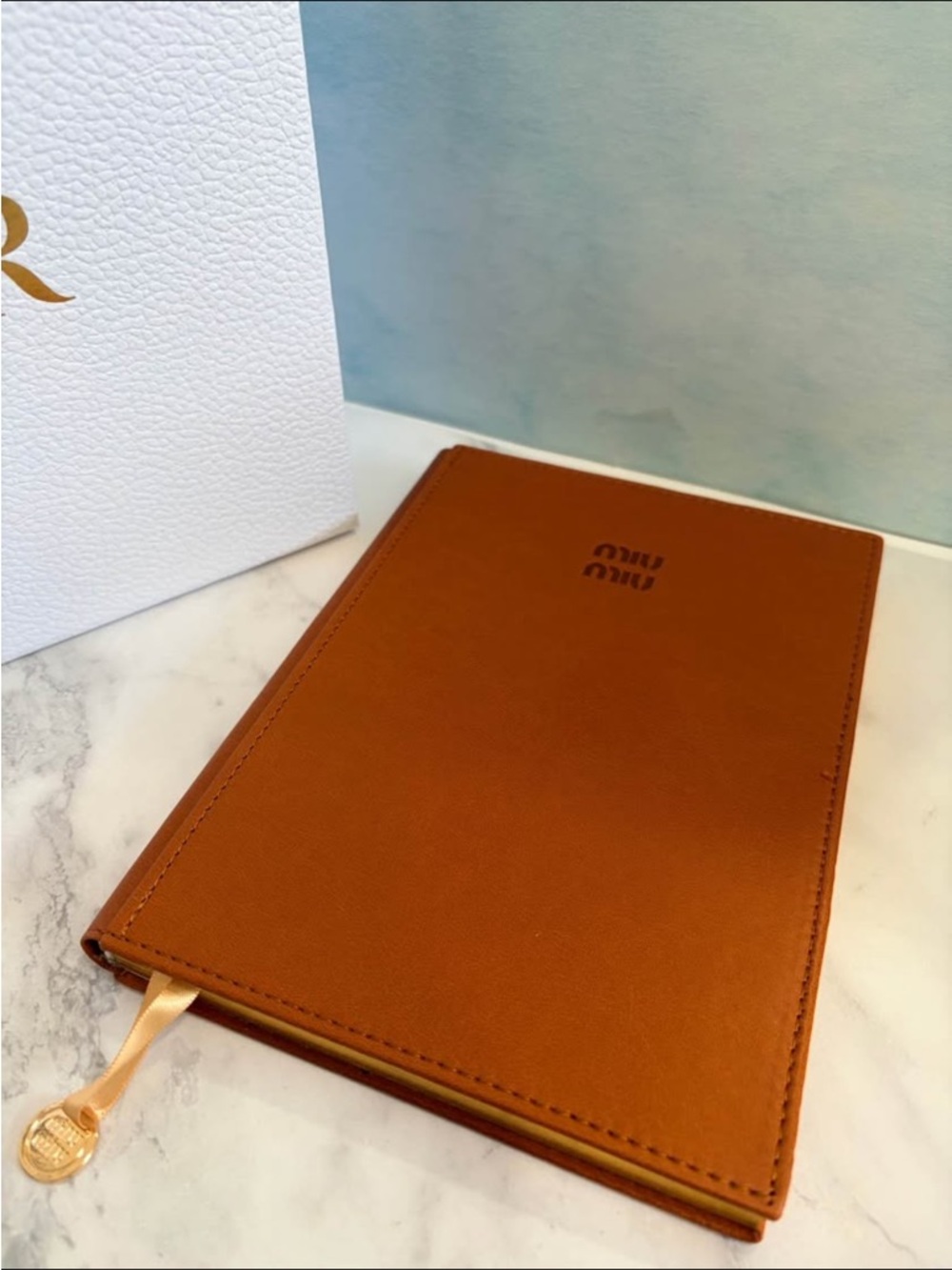 Miu Miu Cognac Brown Leather Journal
